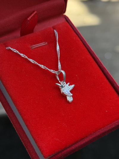 Conjunto de plata Colibri con cubic