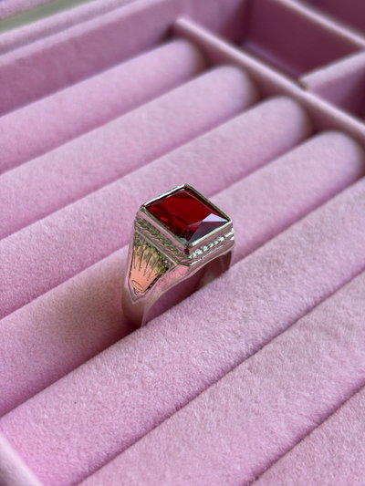 Anillo tipo mesita plata y oro
