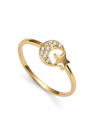 Anillo luna y estrella con microcubics