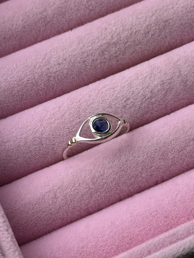 Anillo ojo cubic azul 