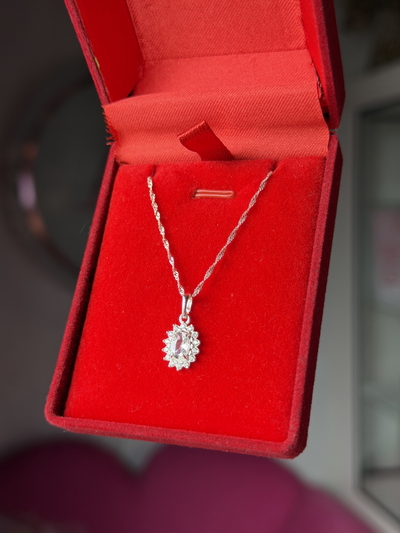 Conjunto de plata Gotita cubic blanco