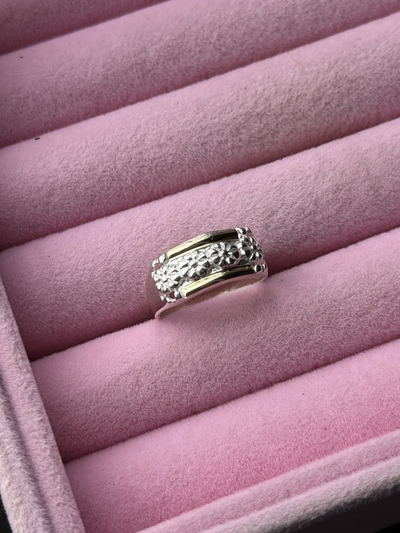Anillo flores rectangular grande