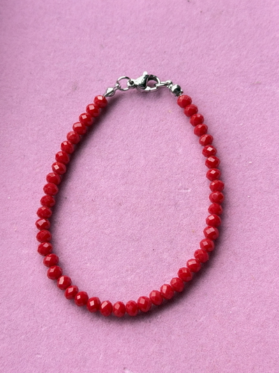 Pulsera cristal rojo acero quirúrgico 