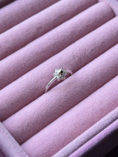 Anillo roseta fino con cubics