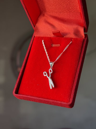 Conjunto de plata tijera de peluquera con microcubics