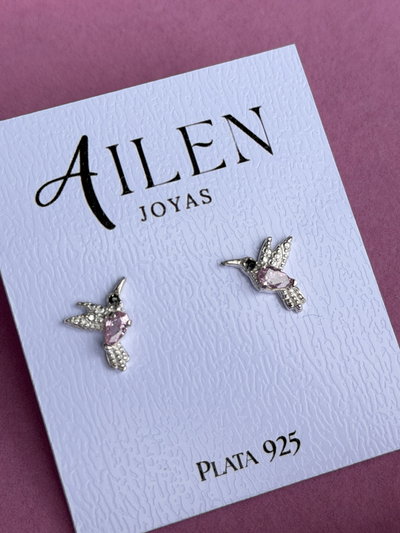 Aros Colibri con cubic rosa