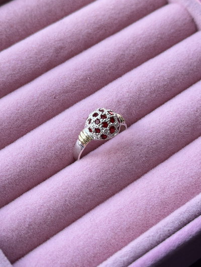 Anillo frutillon plata y oro