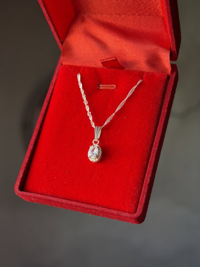 Conjunto de plata Gotita cubic blanco