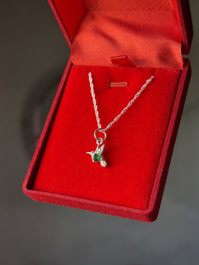 Conjunto de plata Colibri con cubic