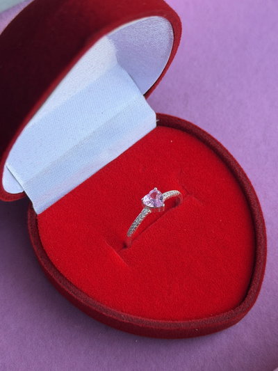 Cintillo Promesa cubic corazon rosa