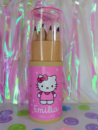 Tubo con lápices y sacapuntas KITTY x10