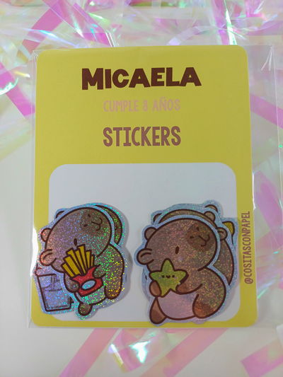 Sticker Holograficos CAPIBARA Pack x10 