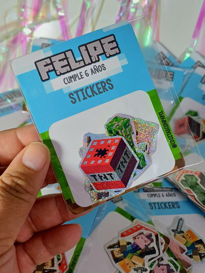 Sticker Holograficos Minecraft Pack x10 