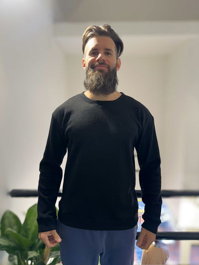 Sweater Waffle Brush Negro