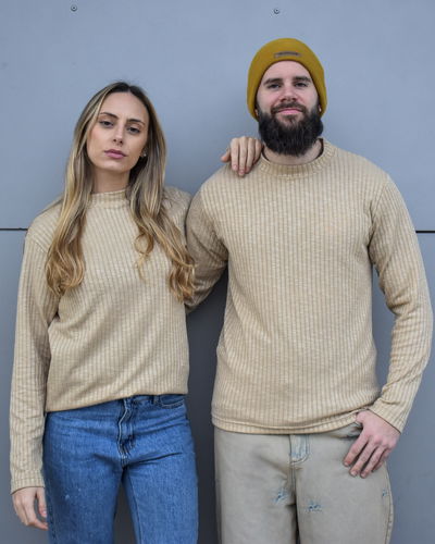 Sweater Media Polera Lanilla Beige