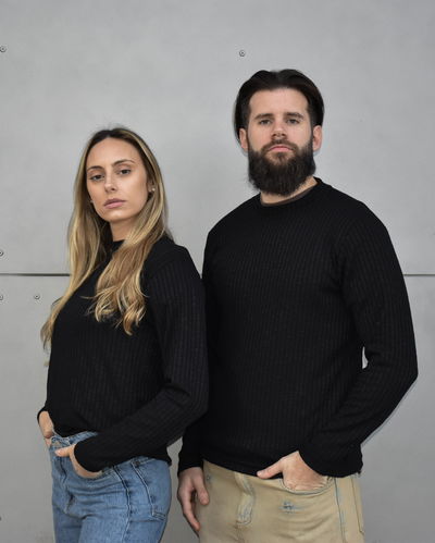 Sweater Media Polera Lanilla Negro