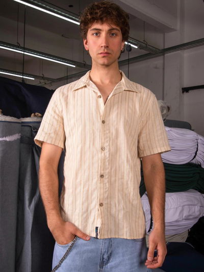 Camisa Tejida Crochet Beige