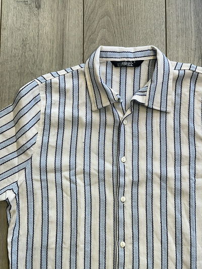 Camisa Tejida Crochet Blanca y Celeste