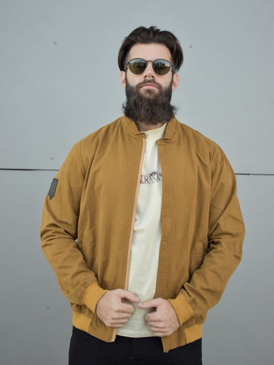Campera Bomber Gabardina Beige