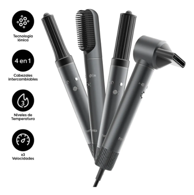 Secador De Pelo Multi Styler 4 En 1 Modelador Iónico 1300w Ventus Styler Gris 