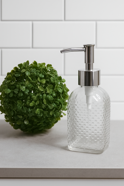 DISPENSER DE JABON VIDRIO CON RELIEVE