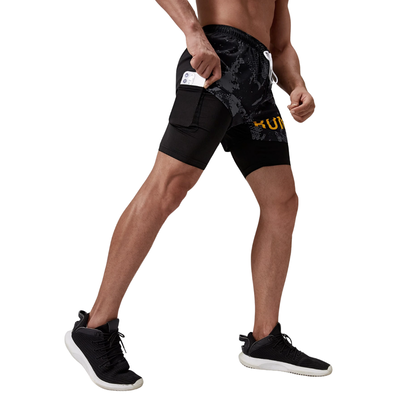 SHORT DEPORTIVO DOBLE CON CALZA NEG 1S