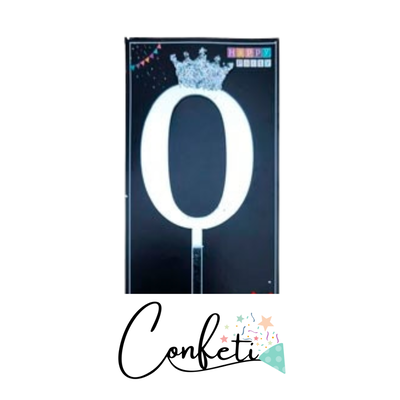 CAKE TOPPER CON CORONITA 11CM PLATA