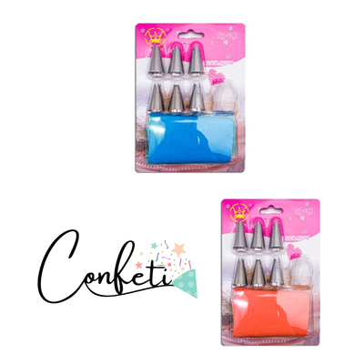 SET MANGA SILICONA CON 6 PICOS COLORES SURTIDOS