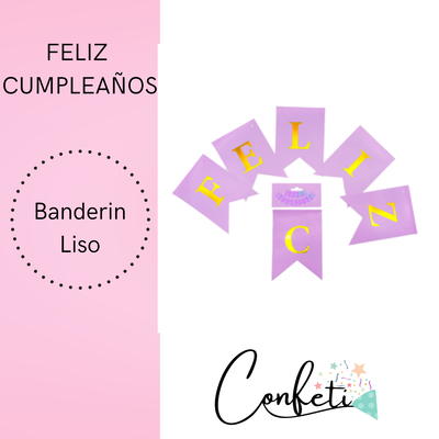 BANDERIN LISO FELIZ CUMPLEAÑOS LILA
