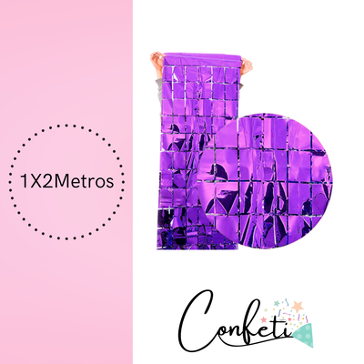 CORTINA METALIZADA CUADRADOS BRICK WALL 1X2 