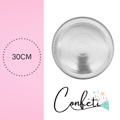 BANDEJA DE CARTÓN CIRCULAR 30CM PLATA