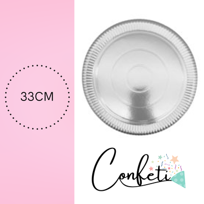 BANDEJA DE CARTÓN CIRCULAR 33CM PLATA