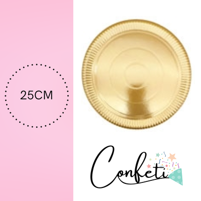BANDEJA DE CARTÓN CIRCULAR 25CM DORADO