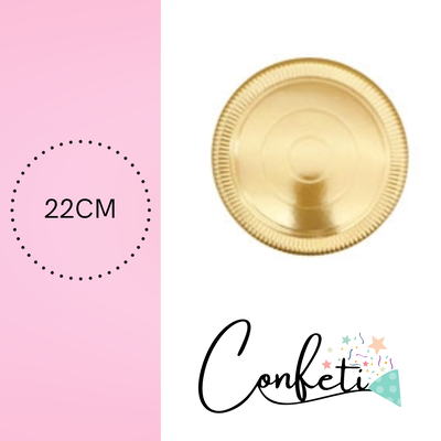 BANDEJA DE CARTÓN CIRCULAR 22CM DORADO