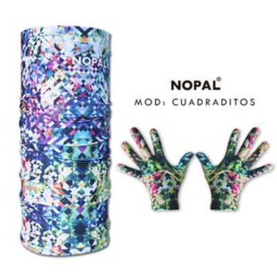CUELLO MULTIUSOS + GUANTES NOPAL - CUADRADITOS
