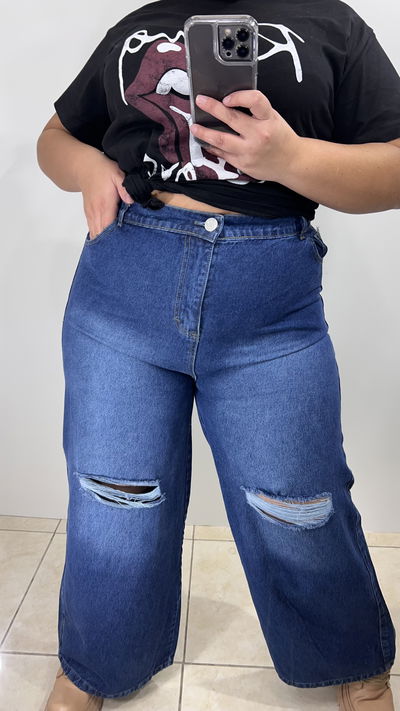 WIDE LEG azul roturas