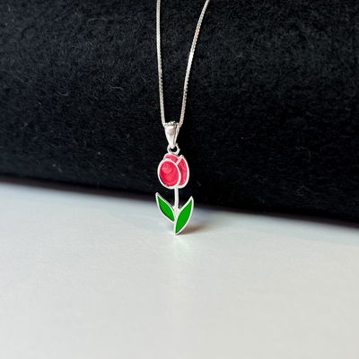 Conjunto tulipán rojo Plata 925