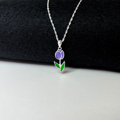 Conjunto tulipán lila Plata 925