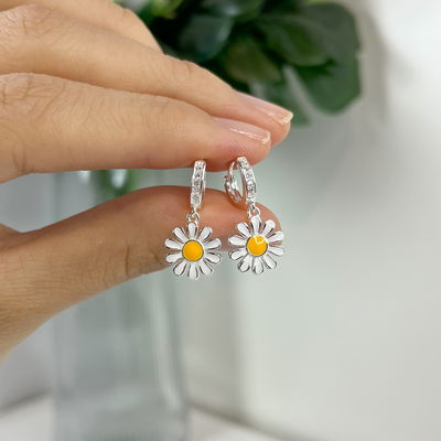 Argollas de Margarita 10 mm Plata 925