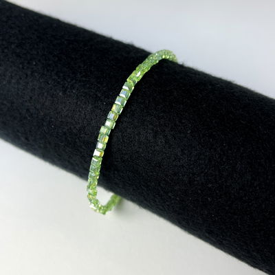 Pulsera Cristal Cubo Verde Plata 925