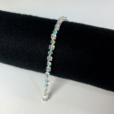 Pulsera Cristal Cubo con Bolitas Plata 925