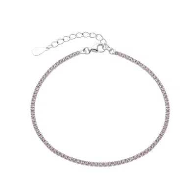 Pulsera Tennis Rosa 1.8mm Plata 925
