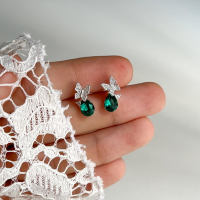 Aros Nabi Verde Plata 925