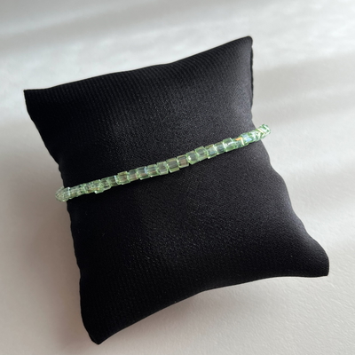 Pulsera Cristal Cubo Verde Plata 925