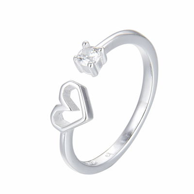 Anillo Punto de Luz y Corazón Plata 925