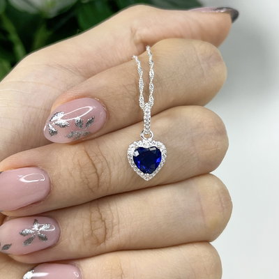 Dije Corazón Azul Plata 925