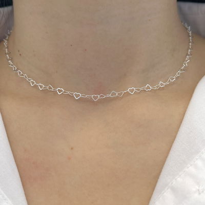 Cadena Corazones 40cm Plata 925