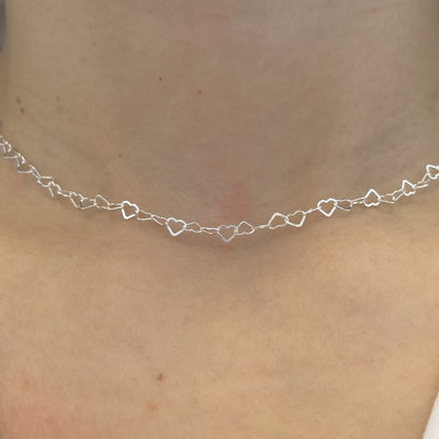 Cadena Corazones 40cm Plata 925