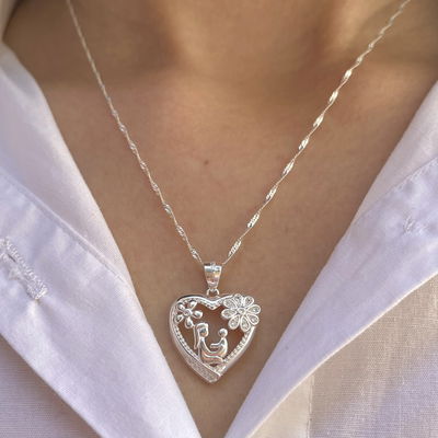 Conjunto Corazón de Madre Plata 925