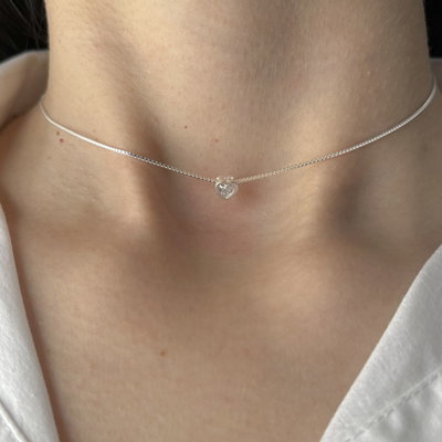 Choker Corazón 4mm Plata 925